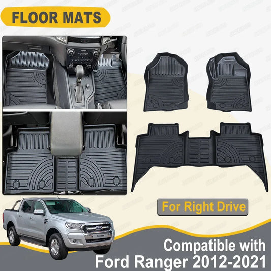 Ford Ranger 3D TPE Floor Mats 2012-2021 T6 T7 T8 PX Wildtrak XLT - Right Hand Drive