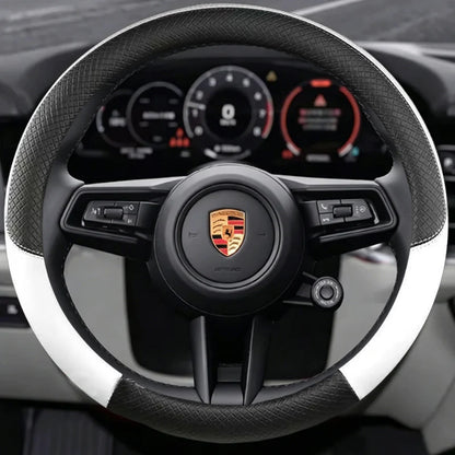 Porsche 8D Nappa Perforated Steering Wheel Cover - Round Shape / White
