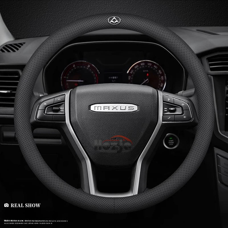 LDV Maxus Perforated Leather Steering Wheel Cover - Round Shape / Perforated with Logo