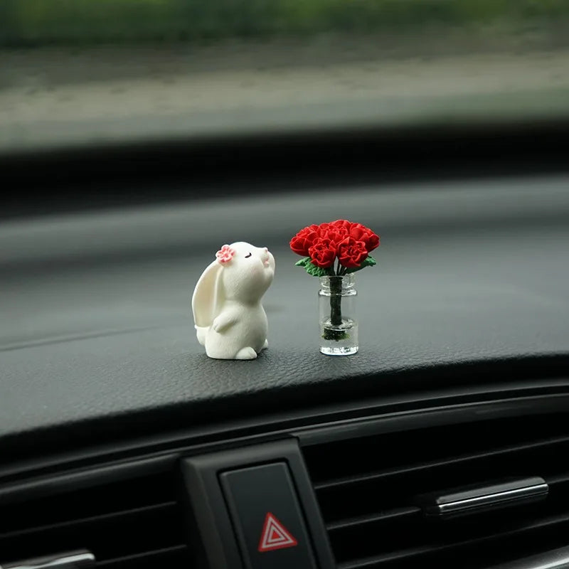 Bunny Floral Fragrance Car Console Ornament