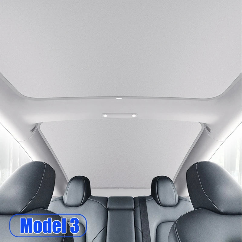 Tesla Model 3 & Y Ice Cloth Roof Sunshade with Snap Buckle Fix