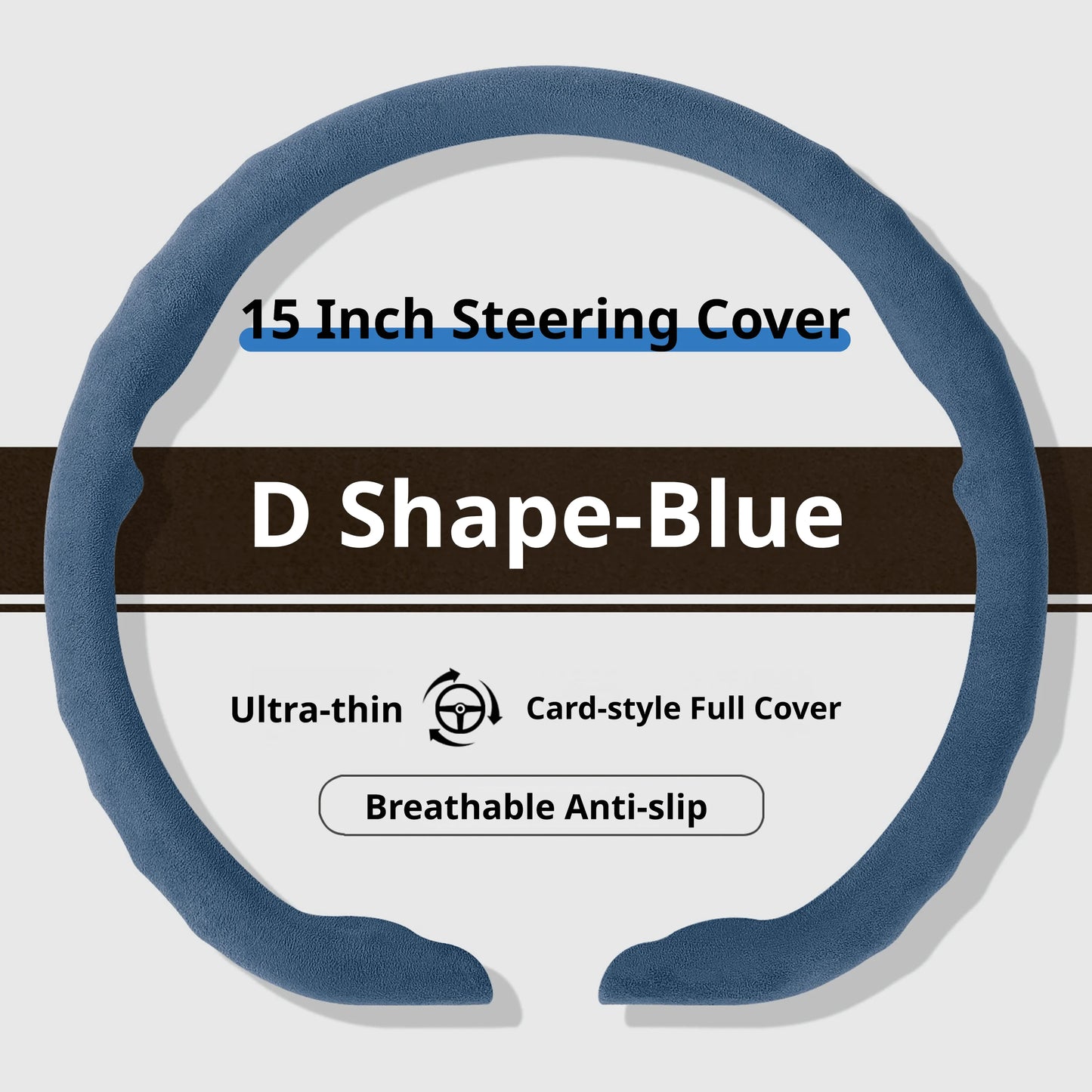 Genesis Ultrasuede Steering Wheel Cover - D Shape / Blue