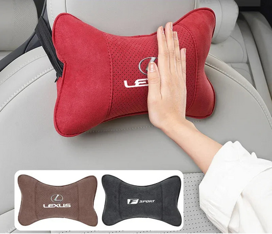 Lexus & F SPORT Suede Car Seat Neck Pillow - Lexus-Red