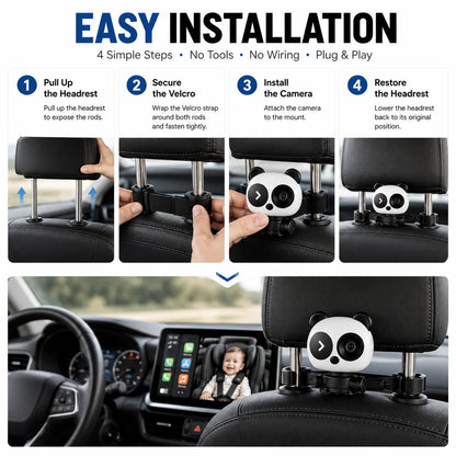 1080P Wireless CarPlay Baby Car Camera Monitor with Split-Screen Display