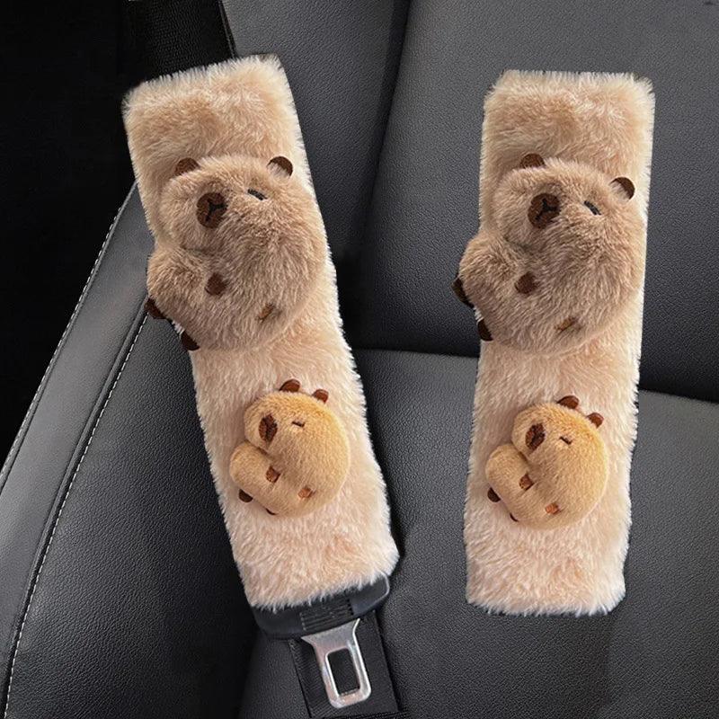 Capybara Plush Car Seat Belt Cover Universal Auto Safety Shoulder Pad