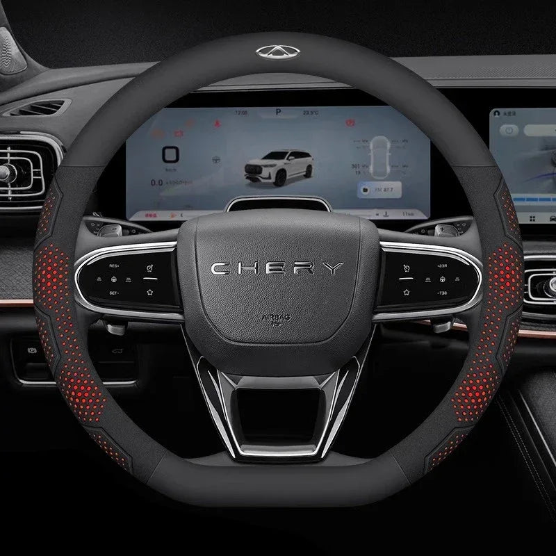 Chery Tiggo Karbonfiber Semsket Skinn Rattrekk