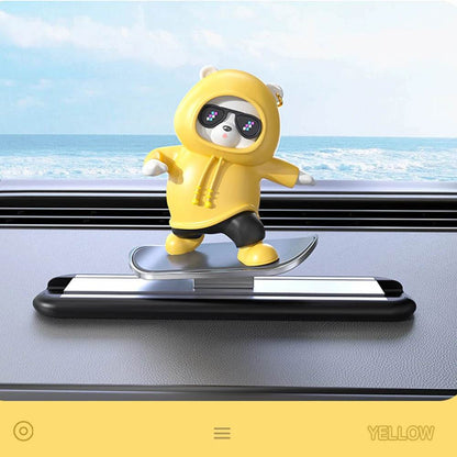 Skateboard Bear Dashboard Decoration - Yellow