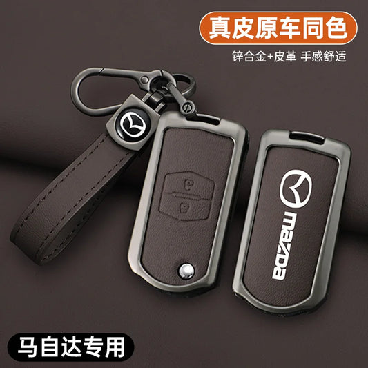 Genuine Leather Flip Key Case Cover for Mazda 2 3 5 6 8 CX5 CX7 CX9