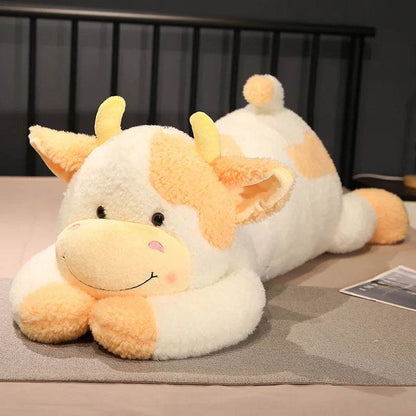 Milk Cow Plush Pillow – 90cm - Yellow