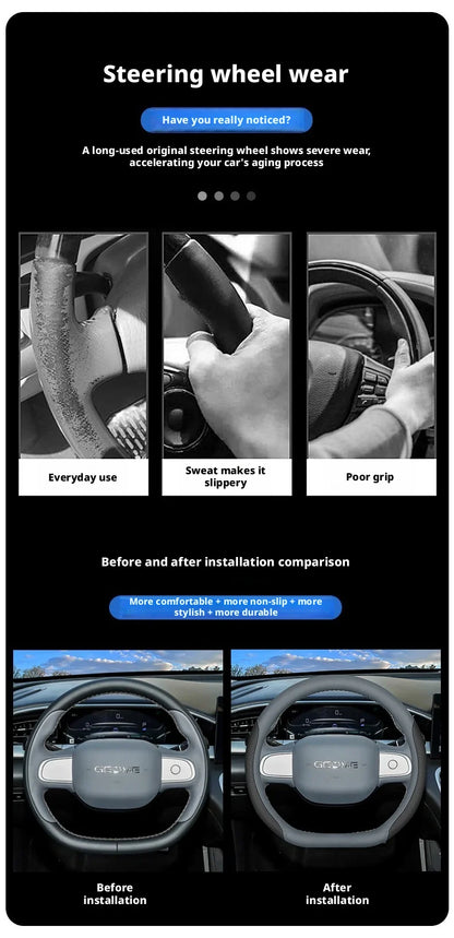 Geely EX2 Nappa Leather Steering Wheel Cover – 34 cm