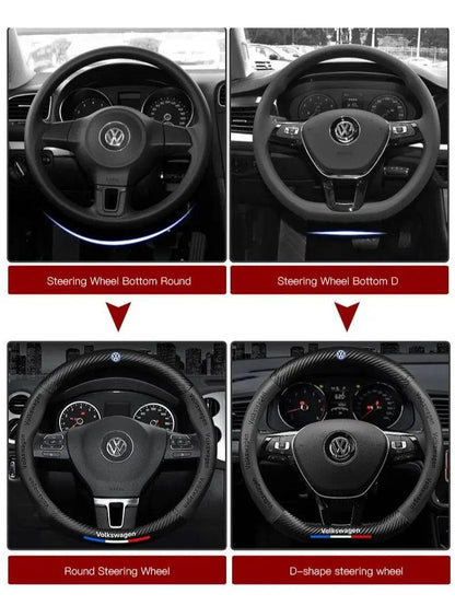 Volkswagen Carbon Fiber Steering Wheel Cover for – Golf, GTI, Passat, Tiguan, Touareg & More - Carbon red - DX