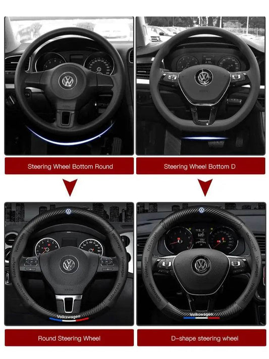 Volkswagen Carbon Fiber Steering Wheel Cover for – Golf, GTI, Passat, Tiguan, Touareg & More - Carbon red - DX