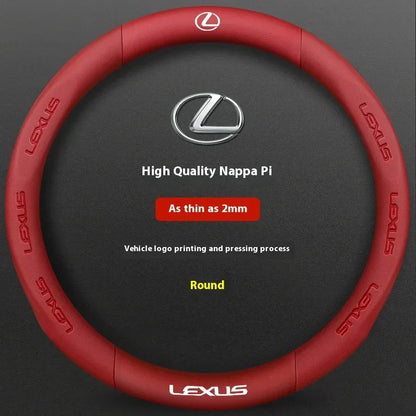 Lexus ES RX NX IS GS Suede Carbon Fiber Steering Wheel Cover - Leather Red