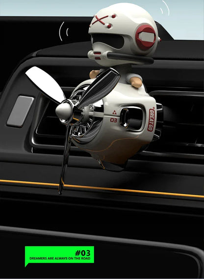 Rotating Propeller Pilot Plane Car Air Freshener - Battle Bear