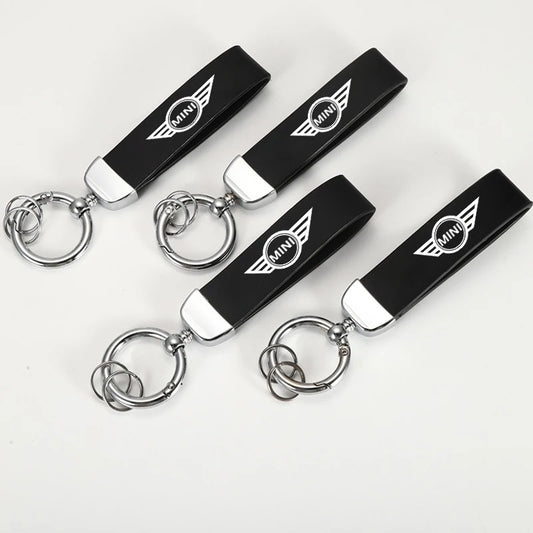 Mini Cooper Leather Keychain R55 R56 R60 F54 Countryman Clubman – front view