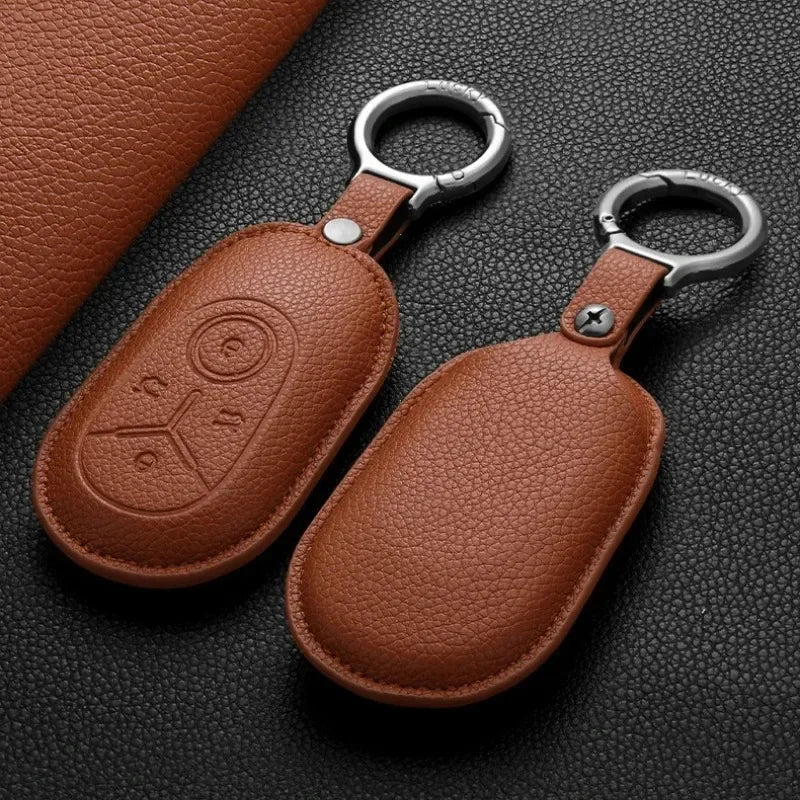 Geely EX2 Proton e.MAS 5 leather key fob cover - grey finish