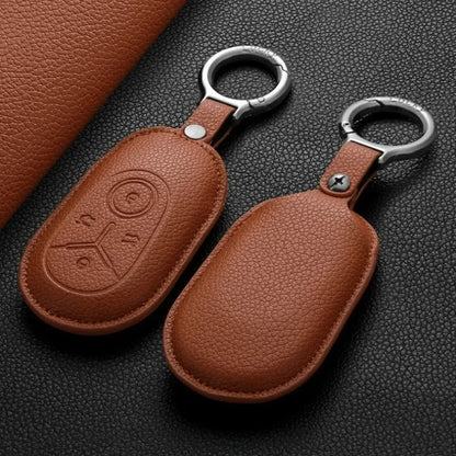 Geely EX2 Proton e.MAS 5 leather key fob cover - grey finish