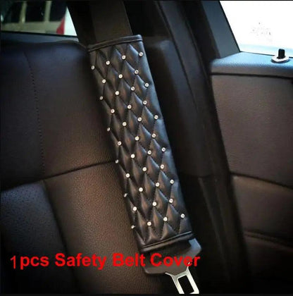 Crystal Diamond Car Seat Belt Cover & Hand Brake Gear Cover Set