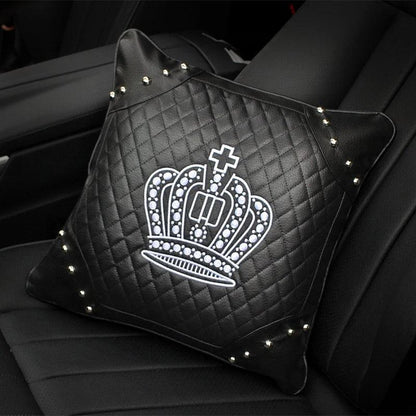 Leather Crown Embroidered Car Neck Pillow Rivet Punk Headrest