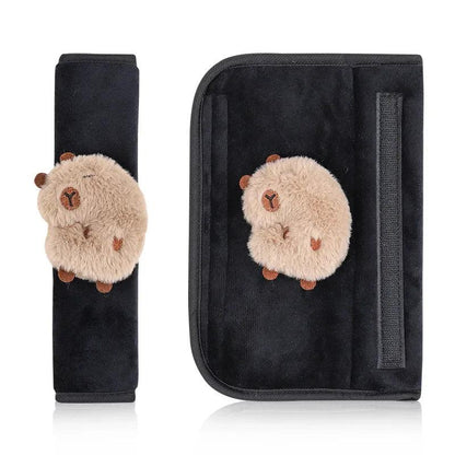 2pcs Cute Capybara Plush Car Seat Belt Shoulder Pad Covers