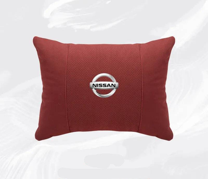 Nissan Car Neck & Lumbar Support Pillow for Sentra, Altima, X-Trail, Qashqai, Kicks & More - headrest 1pc white