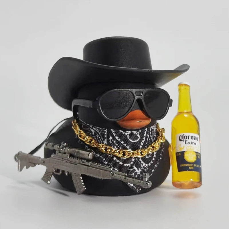 Cowboy Rubber Duck Car Ornament - All Black