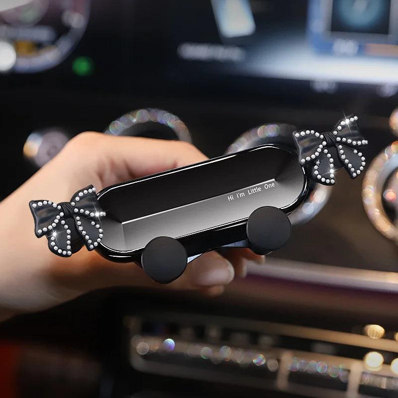 Pearl Bow Gravity Car Phone Holder Universal Air Vent Clip Mount