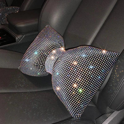 Diamond Crystal Bowknot Car Lumbar Pillow Rhinestone Support Women