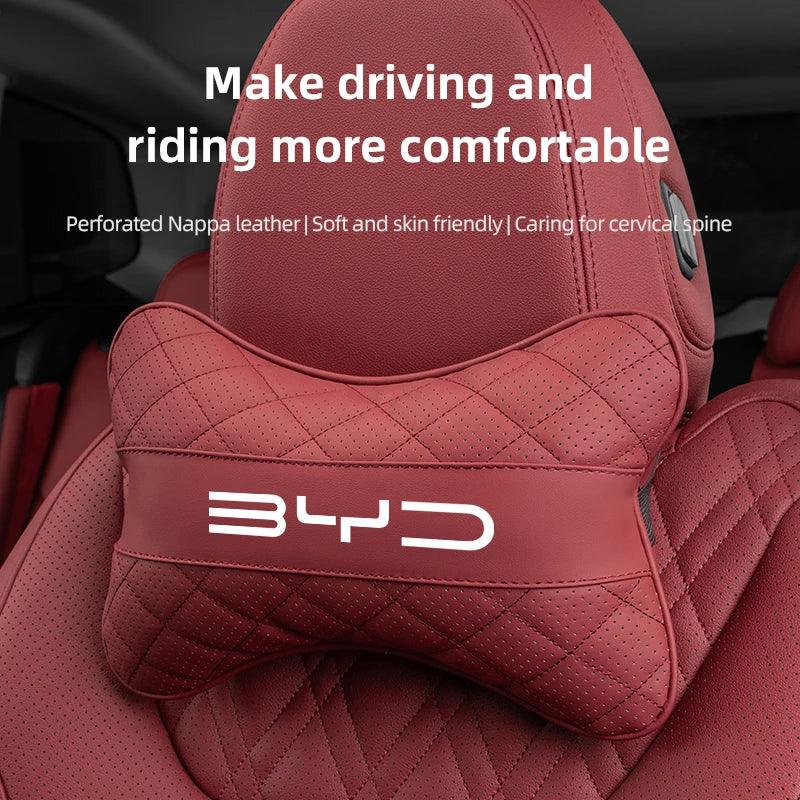 BYD Car Headrest & Lumbar Cushion - Black-headrest