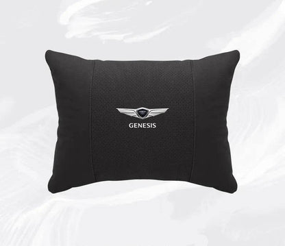 Suede Car Neck Pillow & Lumbar Support for Genesis G80, GV70, GV80, G90 & More - headrest 1pc white