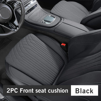 Tesla Car Seat Cushion – Nappa Leather, Breathable & Non-Slip Universal Four Seasons Pad - 1PC Black Front