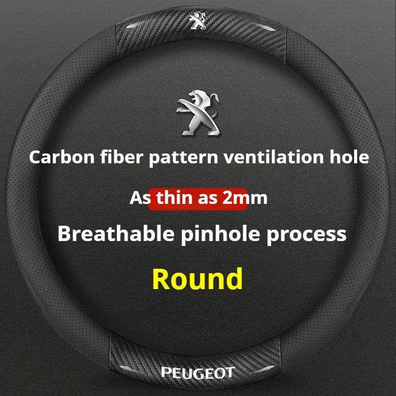 Peugeot Leather Steering Wheel Cover - Round Black E