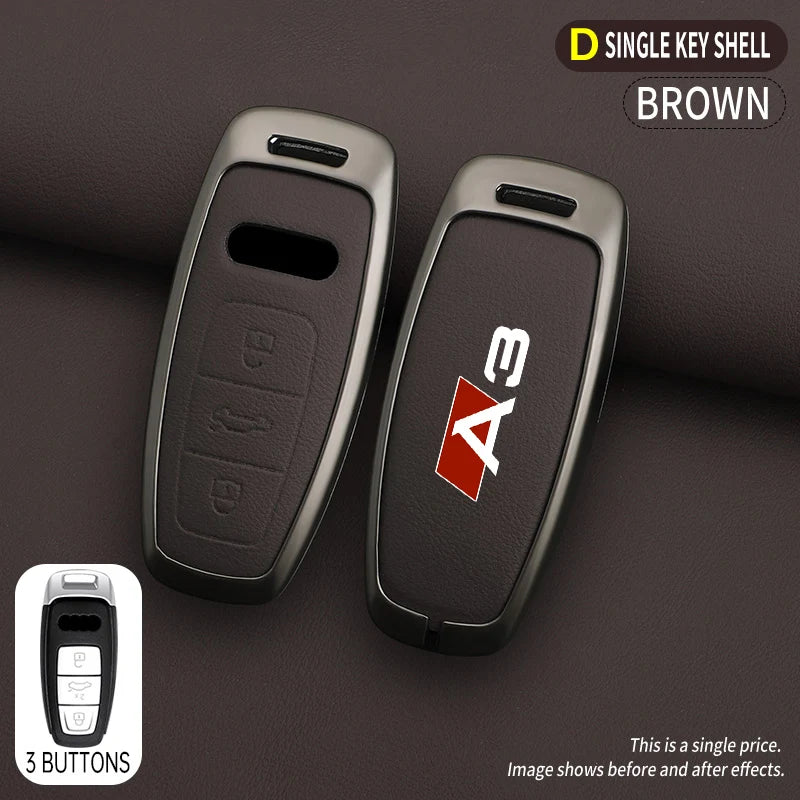 Zinc Alloy Leather Car Key Case Cover Audi A3 8P 8V 8L S3 RS3