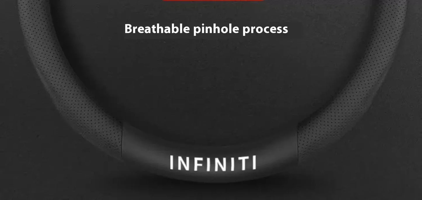 Infiniti Carbon Fiber Leather Steering Wheel Cover - O Leather Red