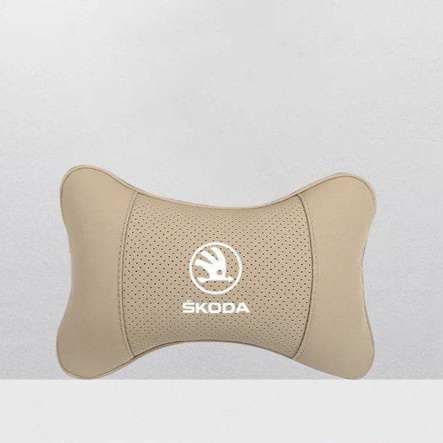 Car Seat Neck Pillow for Skoda – Compatible with Octavia, Superb, Rapid, Kodiaq, Karoq, Fabia, Kamiq & More - Mocha Brown