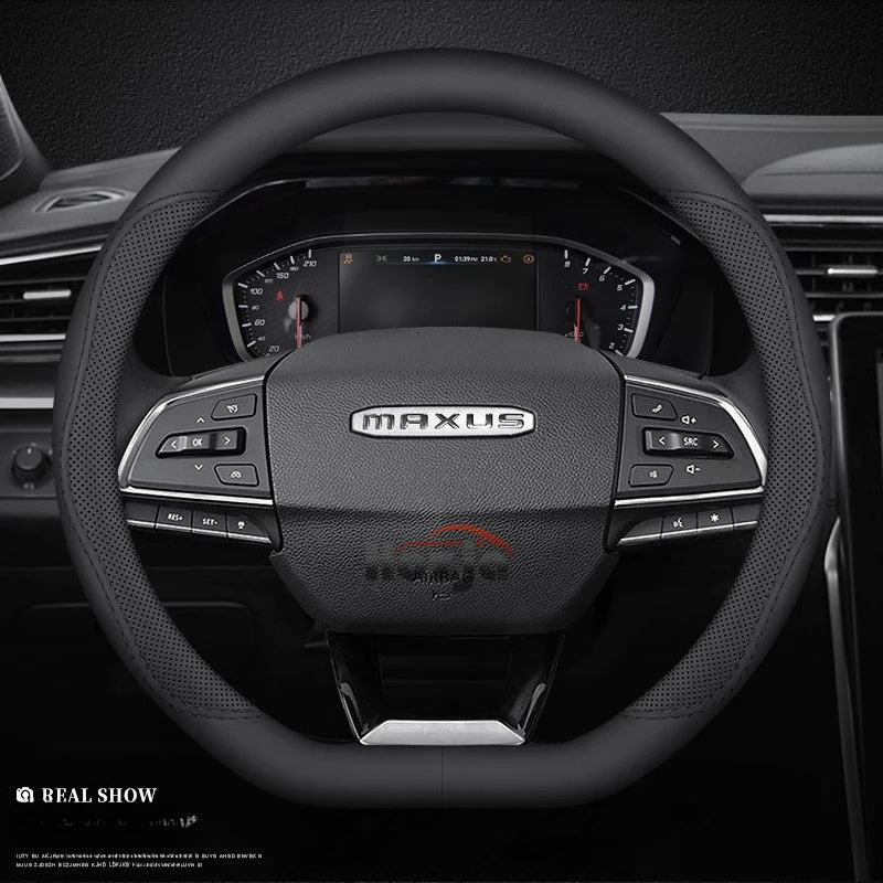 LDV Maxus Perforated Leather Steering Wheel Cover - D Shape / Black Line