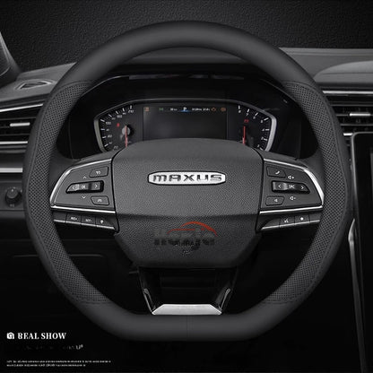 LDV Maxus Perforated Leather Steering Wheel Cover - D Shape / Black Line