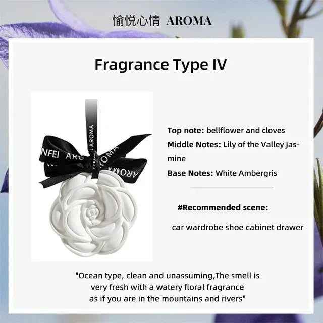 White Flower Hanging Car Air Freshener Perfume - D