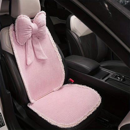Tweed Bowknot Car Headrest Neck Pillow - Fashion Car Interior Decor