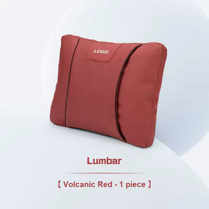 Customized Logo - Leather Car Seat Pillows - Lumbar Red