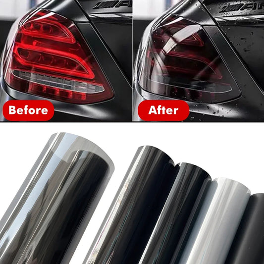 Gloss Black Smoke Headlight & Taillight Tint Film – Transparent PVC Vinyl Wrap Cover - Light Black / 30X150cm
