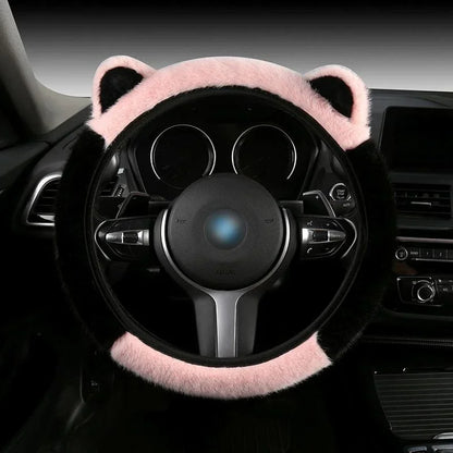 Plush Cat Ear Universal Steering Wheel Cover - Round Shape / B