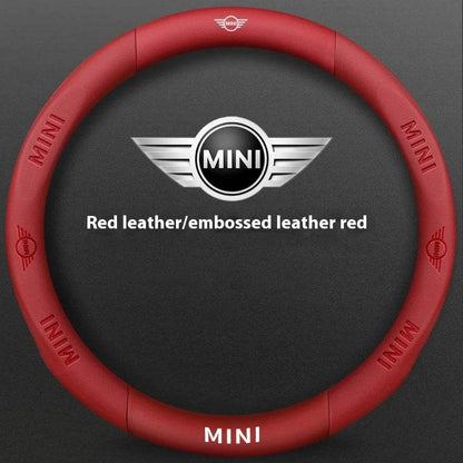 MINI Cooper Carbon Fiber Leather Steering Wheel Cover – Fits JCW R54 R55 R56 R60 F54 F55 F56 F57 Clubman & Countryman - Carbon Off-white