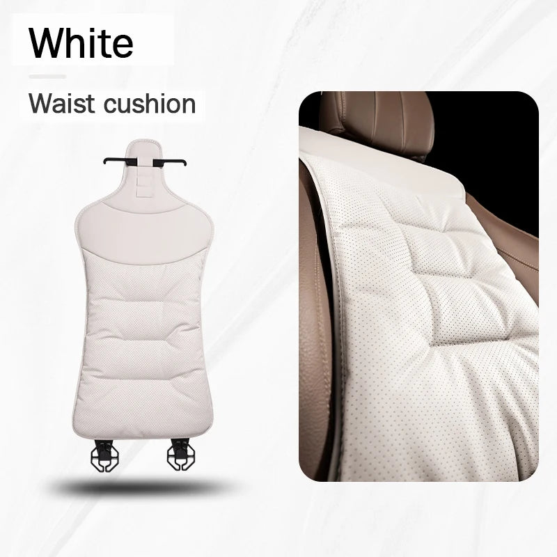 Universal PU Leather Car Seat Cover – Waist Support Cushion, Four Seasons Protector - 1PC Brown Seat