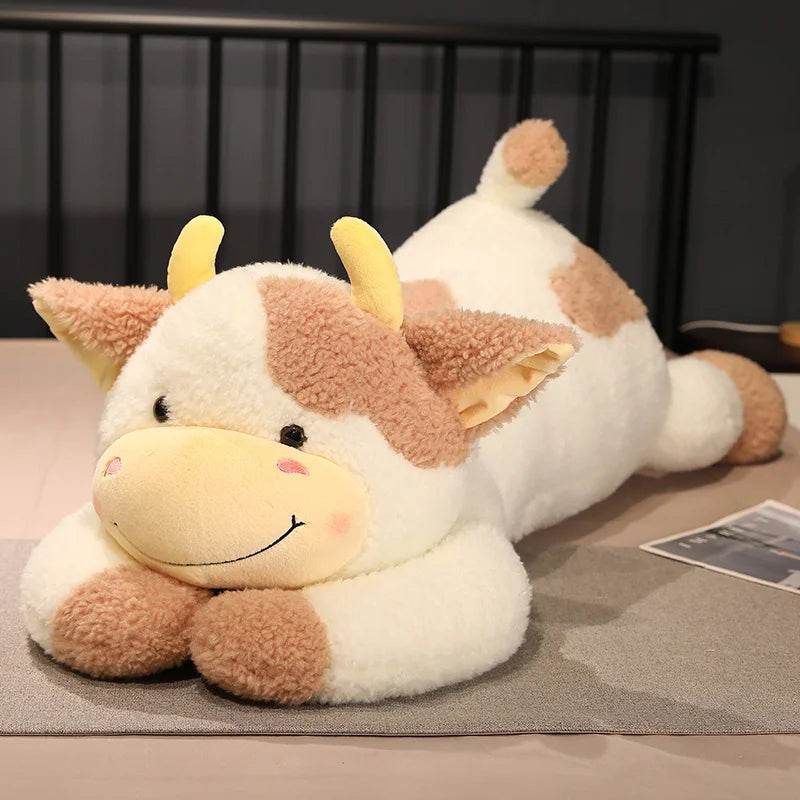 Milk Cow Plush Pillow – 90cm - Brown