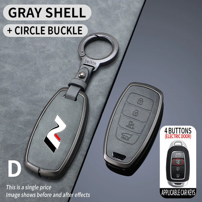 Metal Leather Car Key Case for Hyundai I30 Ix35 Kona Encino Solaris