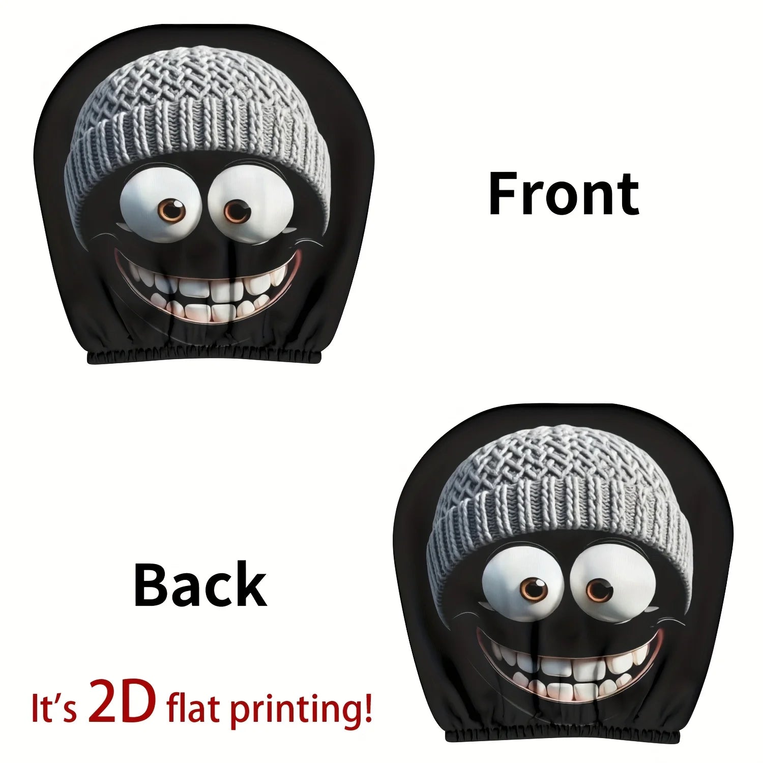 Knitted Cartoon Car Headrest Covers, Pair