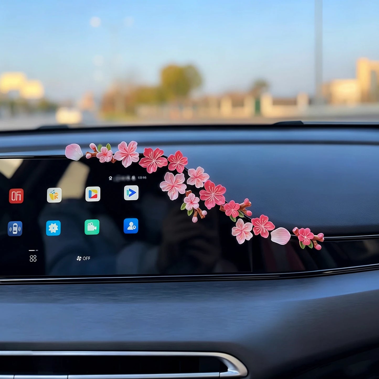 3D Float Cherry Blossom Resin Car Stickers DIY Floral Decals