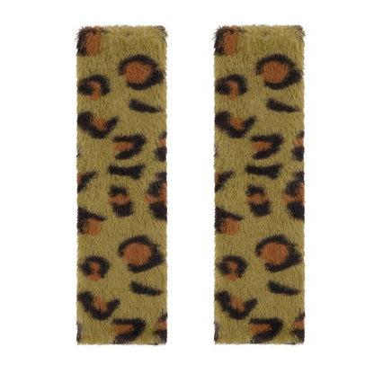 2pcs Leopard Print Plush Seat Belt Shoulder Pads Car Safety