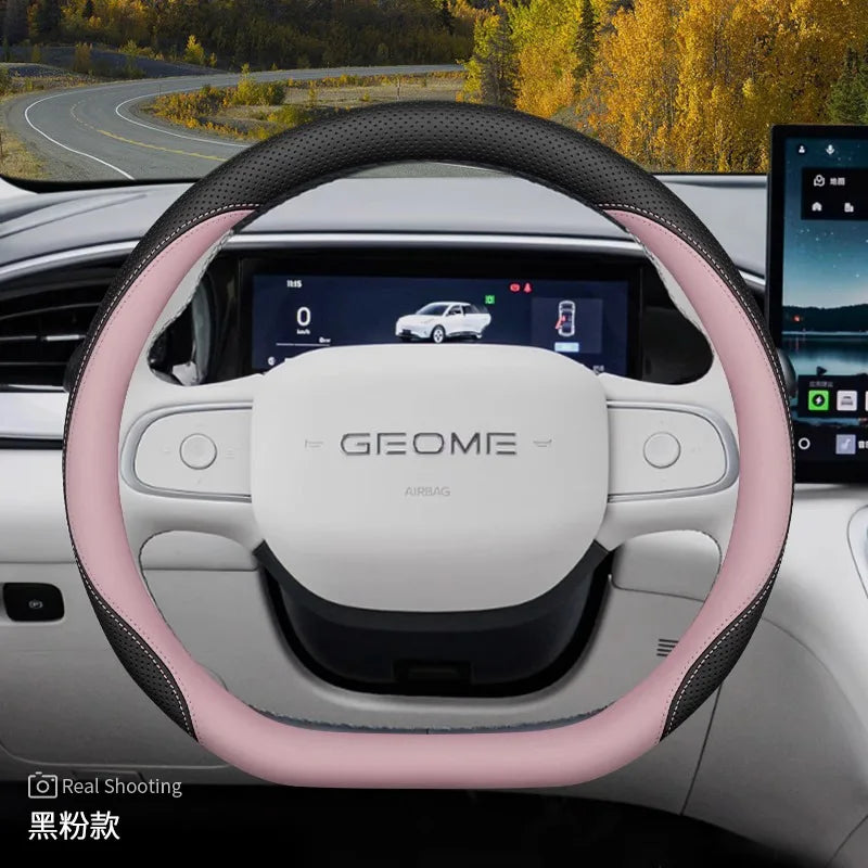 Geely EX2 Nappa Leather Steering Wheel Cover – 34 cm - D Shaped Style 2